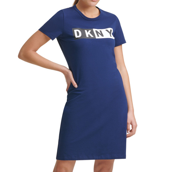 DKNY Logo T-Shirt Dress NWT Navy Blue Small NWT $49 - Picture 1 of 4